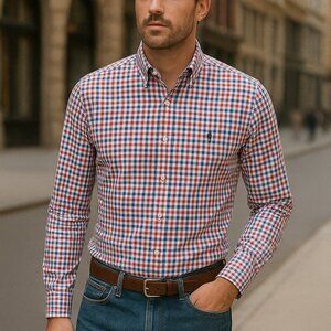 Polo Ralph Lauren MENS Slim Fit Gingham Oxford Shirt, Red/Blue/ White SZ XL